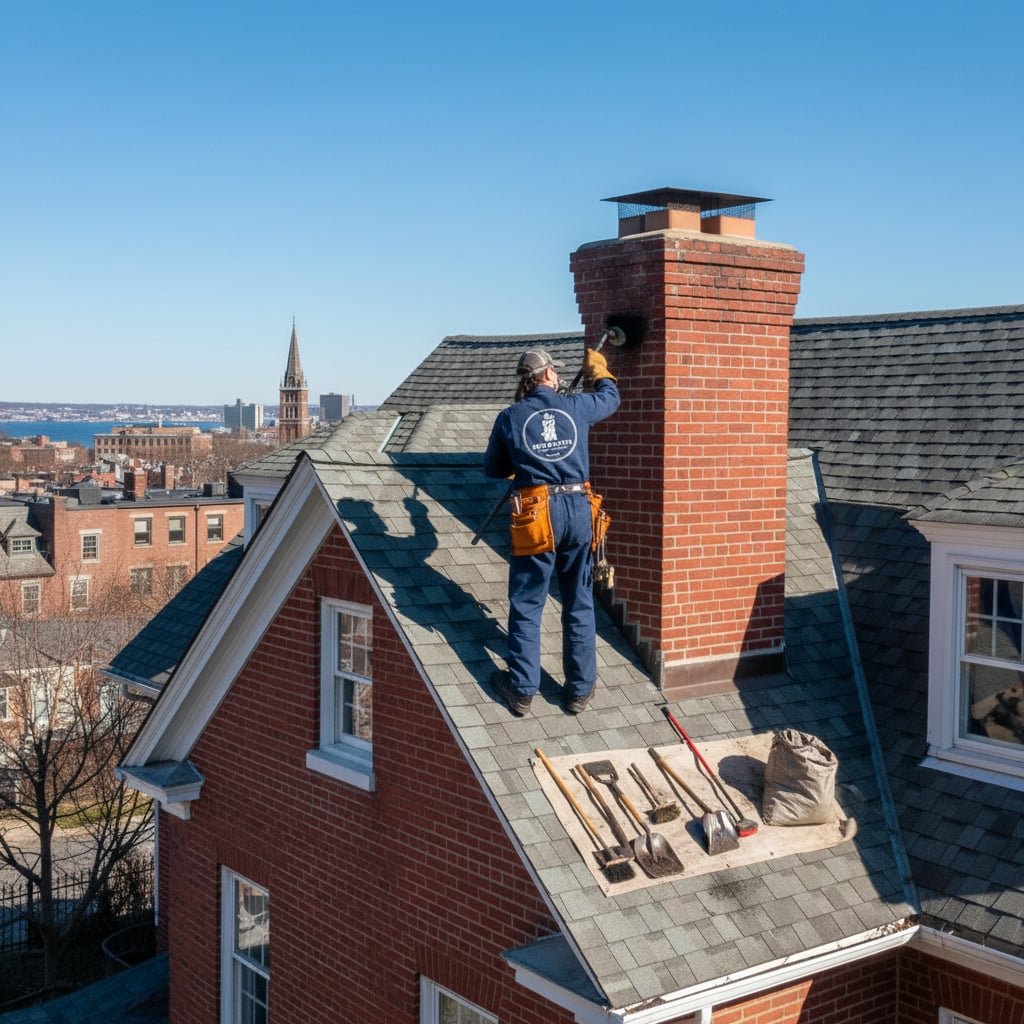 Pro Hearth Chimney Sweep team working on chimney